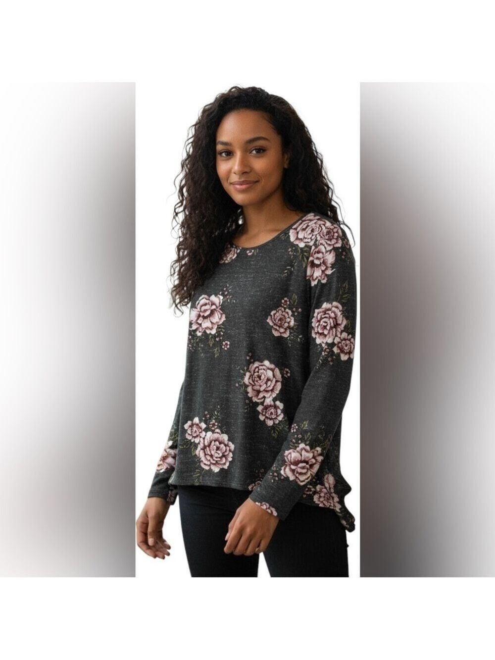 Alya Floral Print Long Sleeve Pull Over Sweater